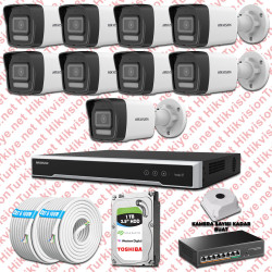 Hikvision İp 09 Kameralı Set 1080p Colorvu Mikrofonlu